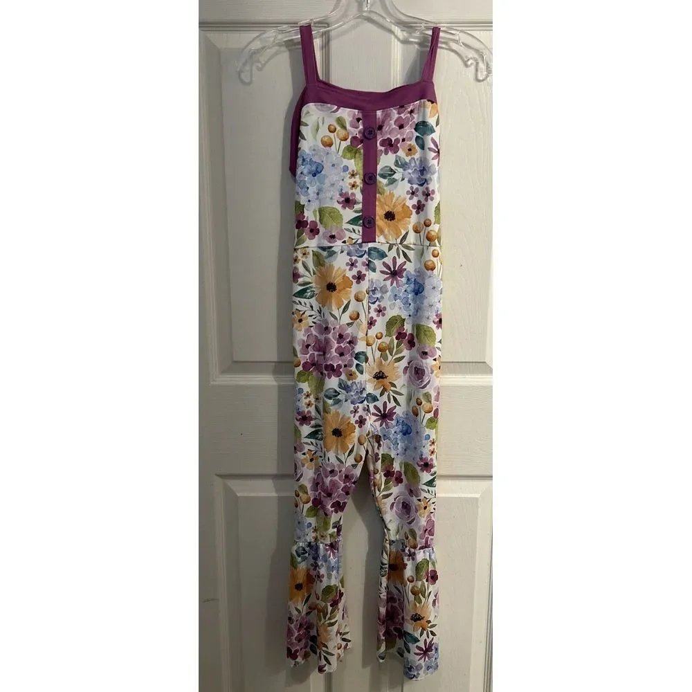 Pique Boutique Princess Line‎ Girls 10/12 Bellbottom Jumpsuit Floral